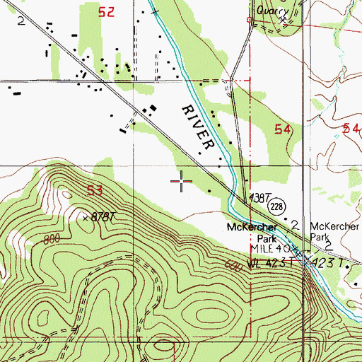 Topographic Map of McKercher Bridge, OR