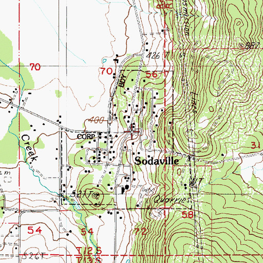 Topographic Map of Sodaville Mineral Springs, OR