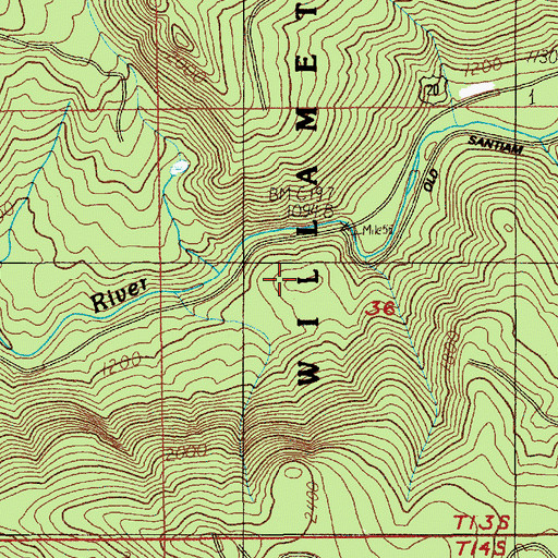 Topographic Map of Garland Bridge, OR