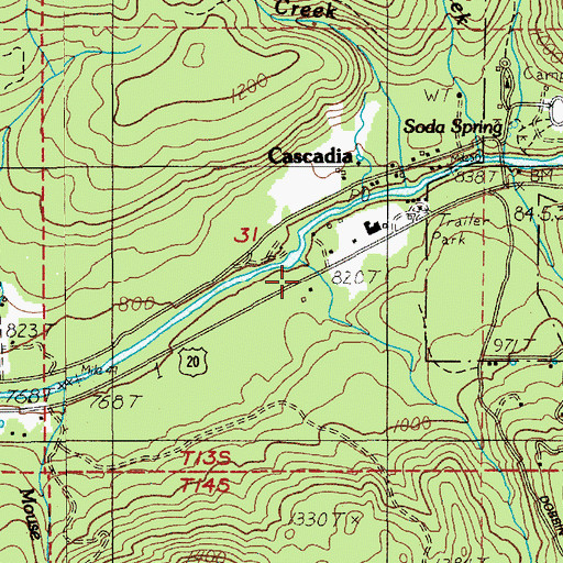 Topographic Map of Cascadia School (historical), OR