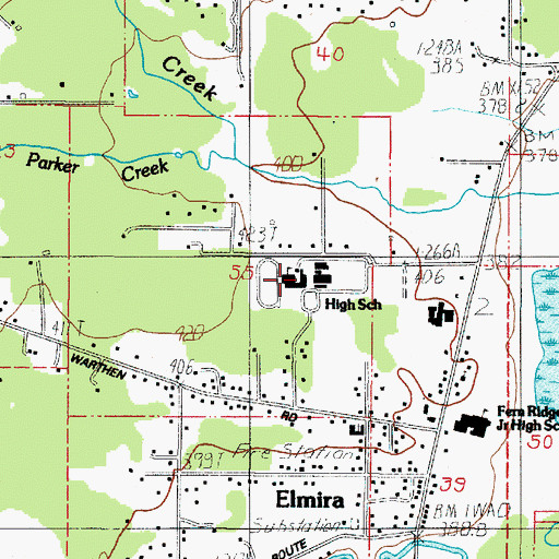 Topographic Map of Elmira High School, OR