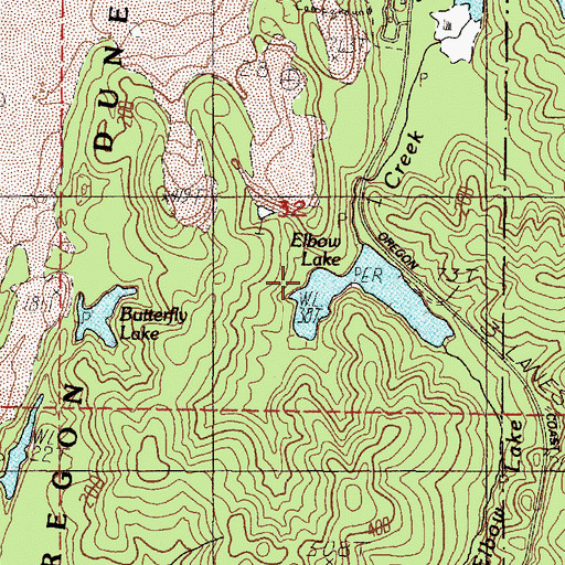 Topographic Map of Elbow Lake Campground, OR