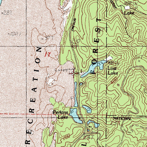 Topographic Map of Lost Lake Campground (historical), OR