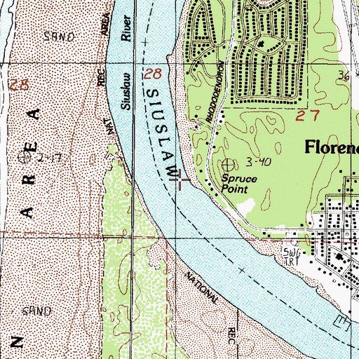 Topographic Map of Spruce Point Cemetery, OR
