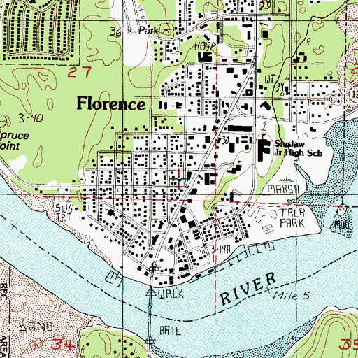 Topographic Map of Siuslaw School (historical), OR