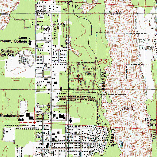 Topographic Map of Munsel Creek County Park, OR