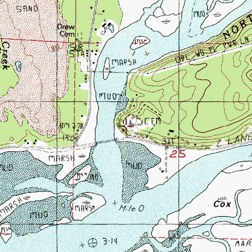 Topographic Map of Pacific Sunset Memorial Park Cemetery, OR