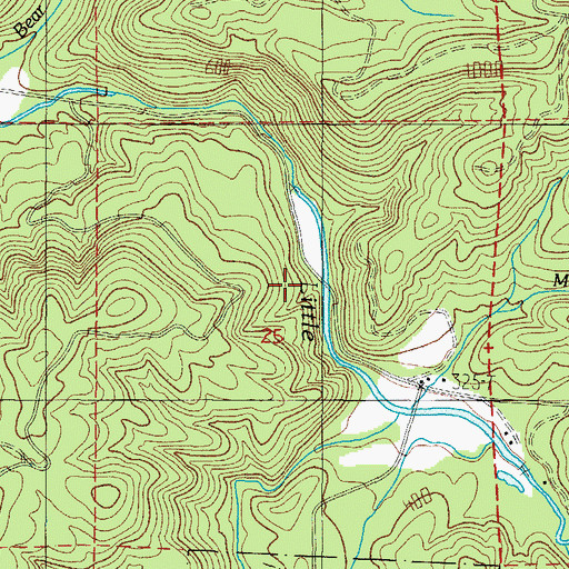 Topographic Map of Muscott Bridge, OR
