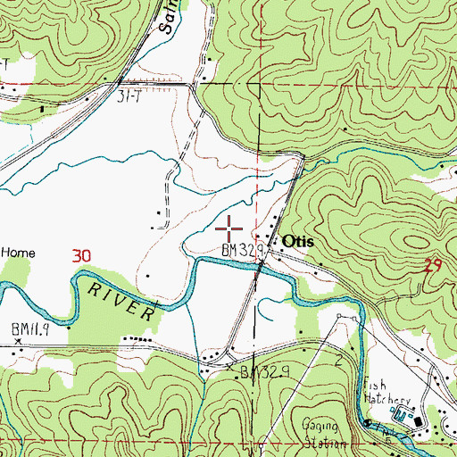 Topographic Map of Otis School (historical), OR