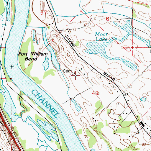 Topographic Map of Moar Cemetery, OR