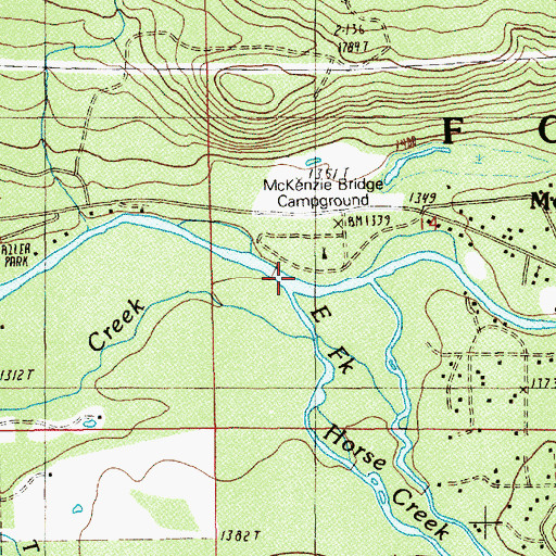 Topographic Map of McKenzie Bridge Recreation Site, OR