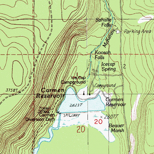 Topographic Map of Ice Cap Creek Recreation Site, OR