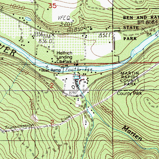 Topographic Map of Marten Rapids Park, OR