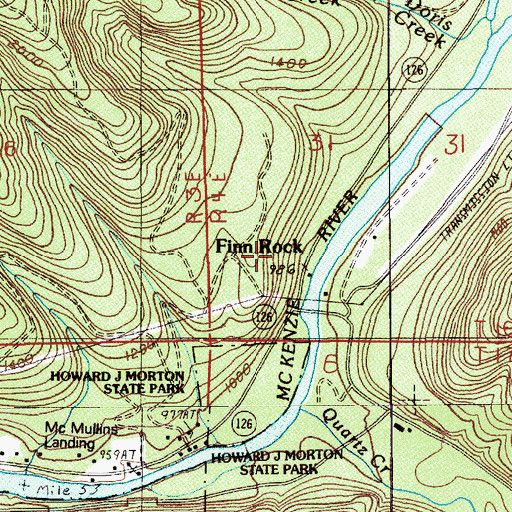 Topographic Map of Finn Rock Safety Rest Area (historical), OR