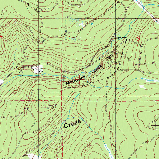 Topographic Map of McDowell Creek Camp, OR