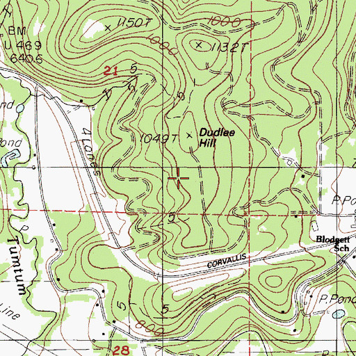Topographic Map of Dudlee Hill, OR