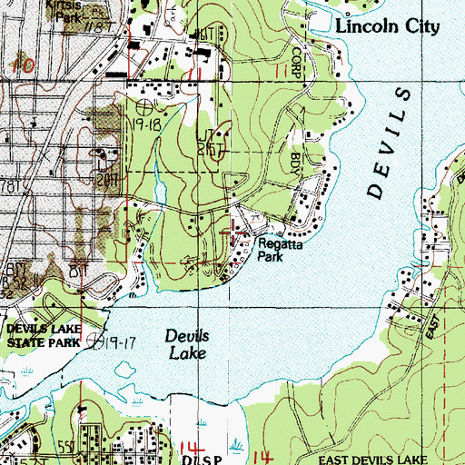 Topographic Map of Regatta Park, OR