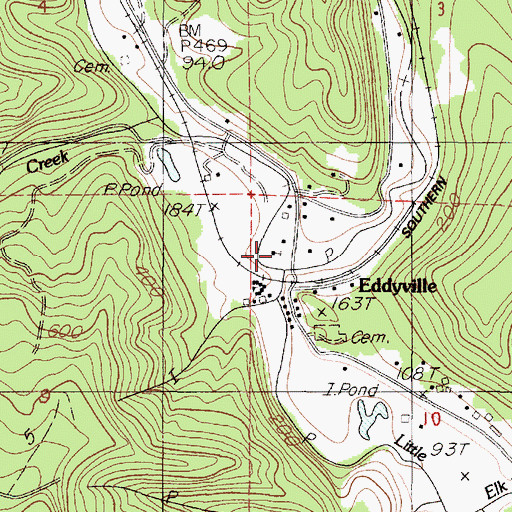 Topographic Map of Eddyville School (historical), OR