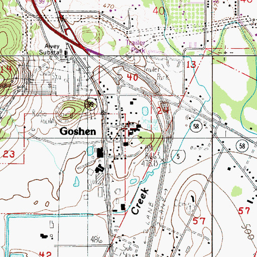 Topographic Map of Goshen Elementary School, OR