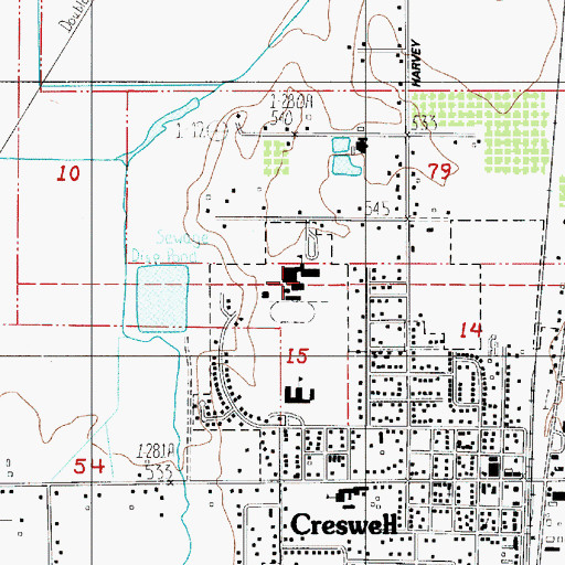 Topographic Map of Creswell High School, OR