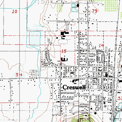 Topographic Map of Creslane Elementary School, OR