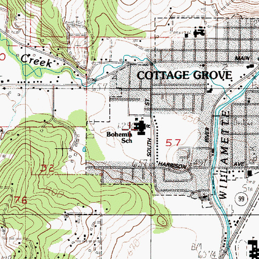 Topographic Map of Bohemia Elementary School, OR