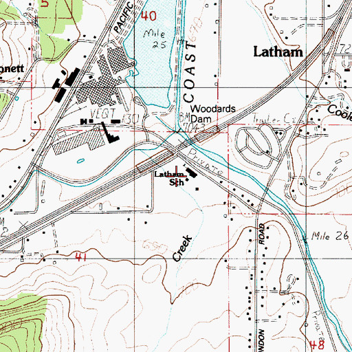Topographic Map of Latham Elementary School, OR