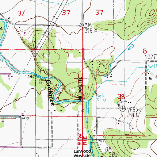 Topographic Map of Larwaood Wayside County Park, OR