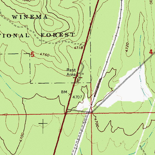 Topographic Map of Beaver Marsh Safety Rest Area, OR