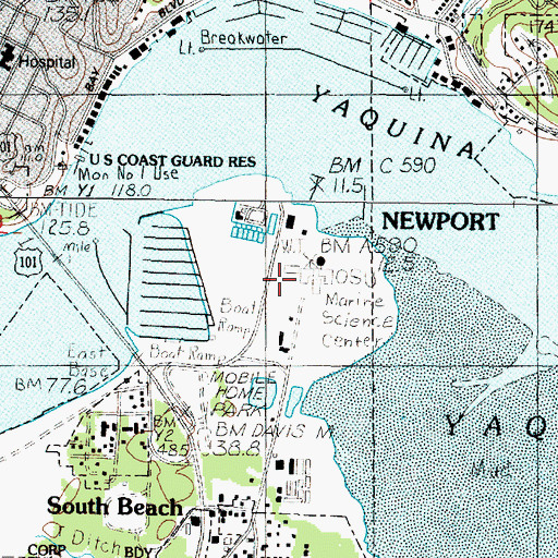Topographic Map of Hatfield Marine Science Center - Oregon State University, OR