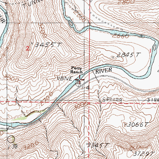Topographic Map of Perry Ranch, OR
