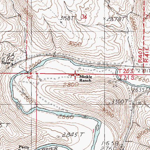 Topographic Map of Hinkle Ranch, OR