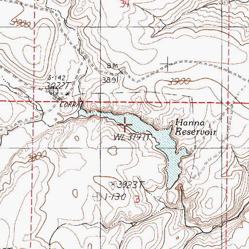 Topographic Map of Hanna Reservoir, OR