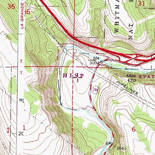 Topographic Map of Hilgard Junction State Park, OR