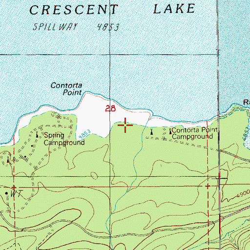 Topographic Map of Contorta Point Recreation Site, OR