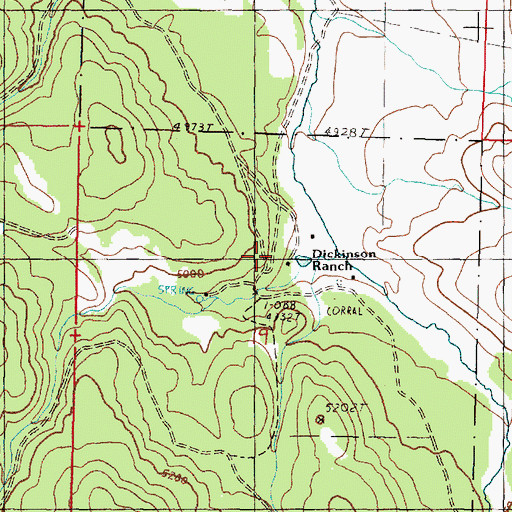 Topographic Map of Temple Ranch, OR
