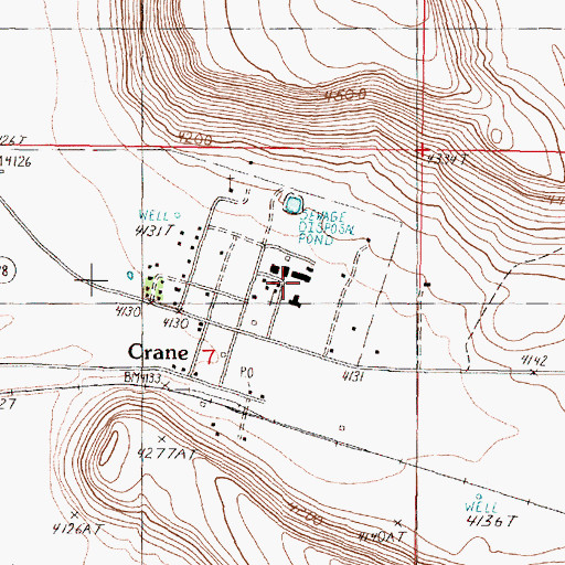 Topographic Map of Crane Union High School, OR