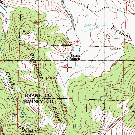 Topographic Map of Harris Ranch, OR