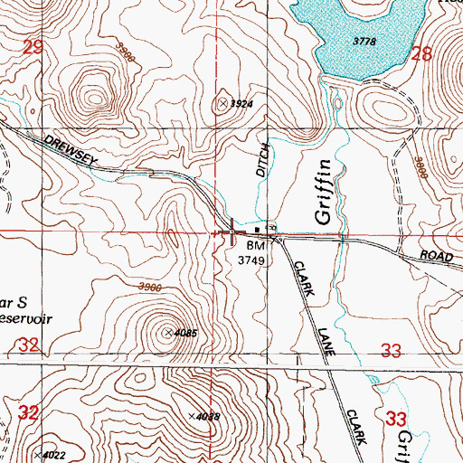 Topographic Map of Joel Sword Ranch, OR