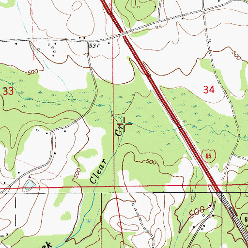 Topographic Map of Clear Creek, AL