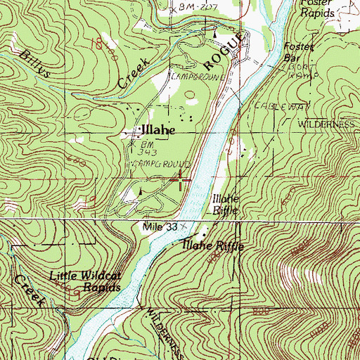 Topographic Map of Illahe Riffle, OR