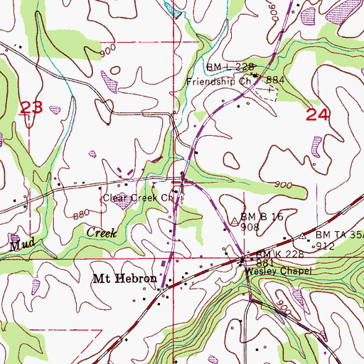 Topographic Map of Clear Creek Primitive Baptist Church, AL