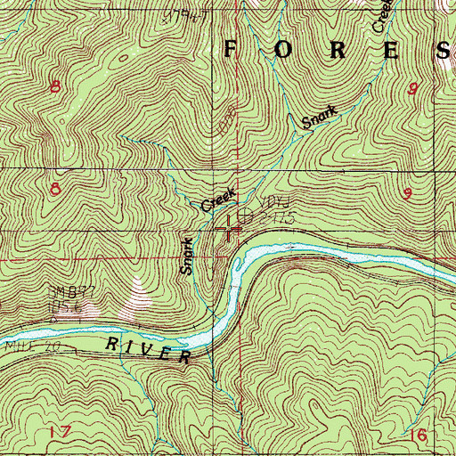 Topographic Map of Snark (historical), OR