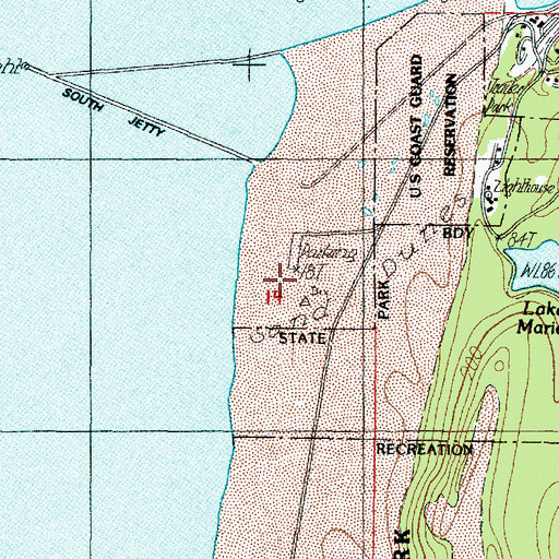 Topographic Map of Ziolkouski Beach Park, OR