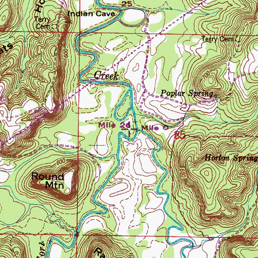 Topographic Map of Clear Fork, AL