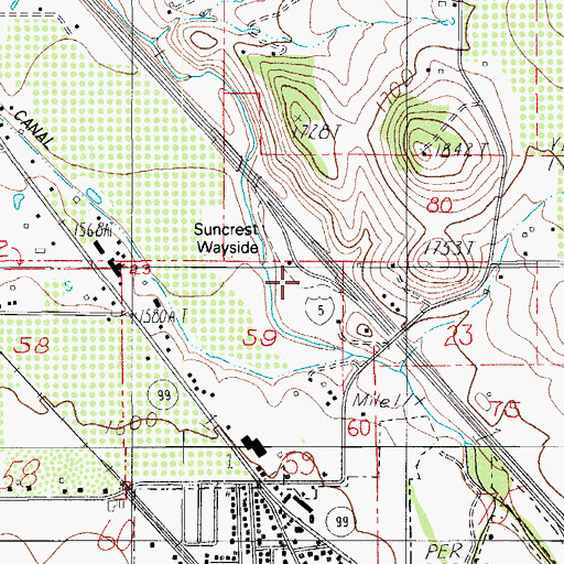Topographic Map of Suncrest Safety Rest Area, OR