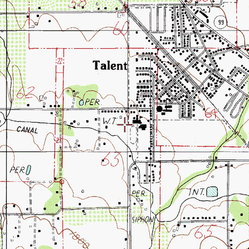 Topographic Map of Talent Middle School, OR
