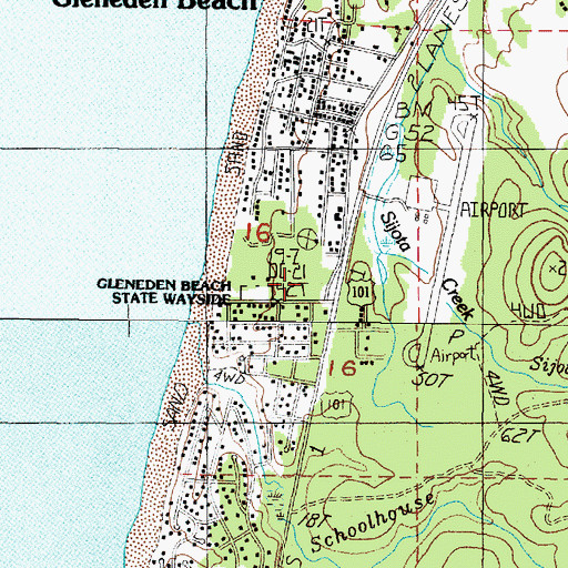Topographic Map of Gleneden Beach State Park, OR
