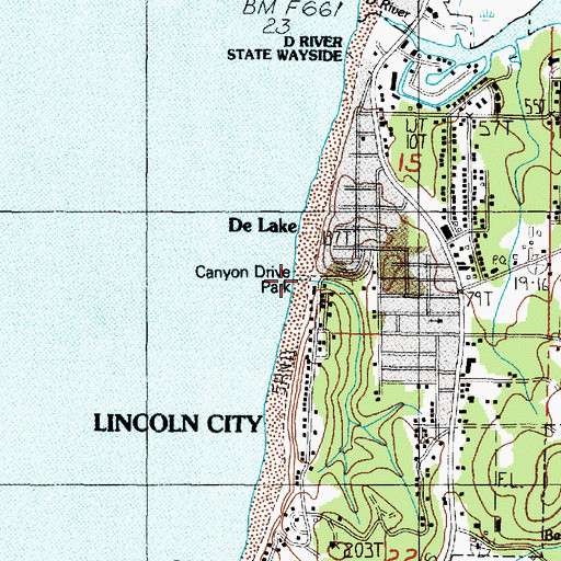 Topographic Map of Canyon Drive Park, OR