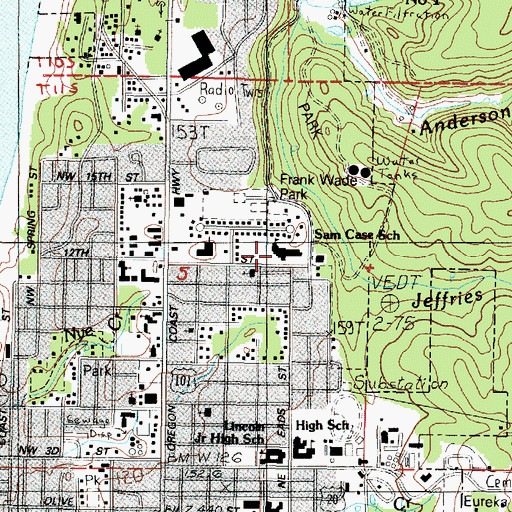 Topographic Map of Sam Case Elementary School, OR